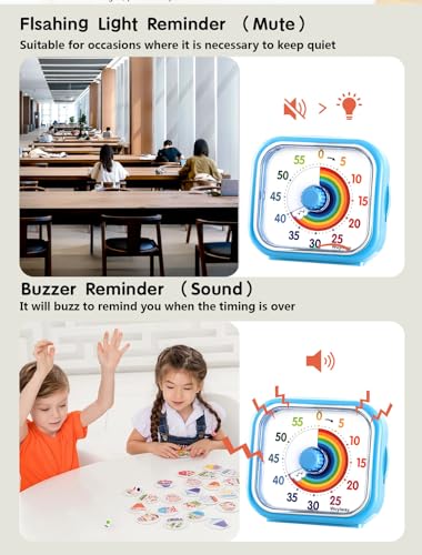 Rainbow Blue Visual Timer for Kids & Adults - 60 Minute Countdown