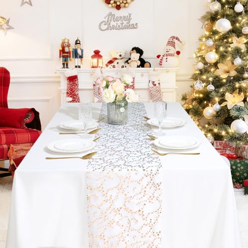 Rose Gold Star Table Runner | 16ft Glitter Tulle for Weddings & Parties