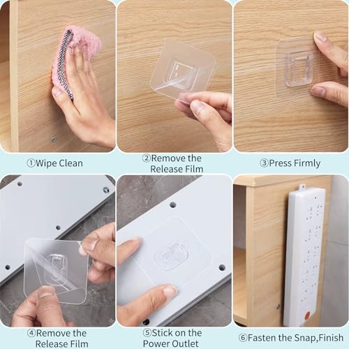 TSBSHum 20-Pack Double Sided Adhesive Wall Hooks - Heavy Duty Clear Mounts