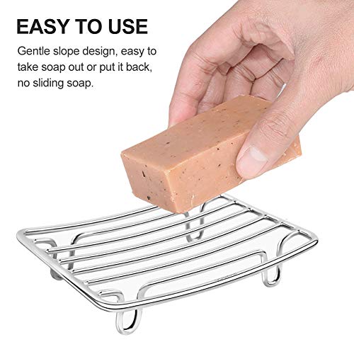 GUUKAR Rectangular Stainless Steel Soap Dish - Self-Draining Chrome Holder