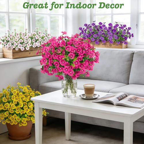 Roberly 20 Bundles Artificial Silk Flowers for Outdoors, Mixed Color