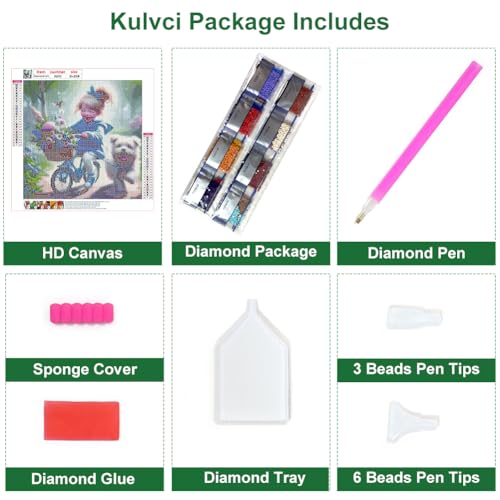 Kulvci Dog Diamond Art Painting Kit 12x12 Inch 5D Full Drill Gem Craft