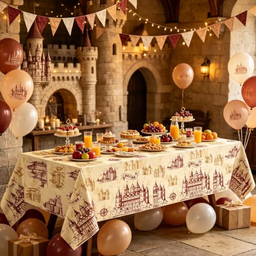 4 Pack Wizard Tablecloths - Vintage Castle Design for Parties 51x86