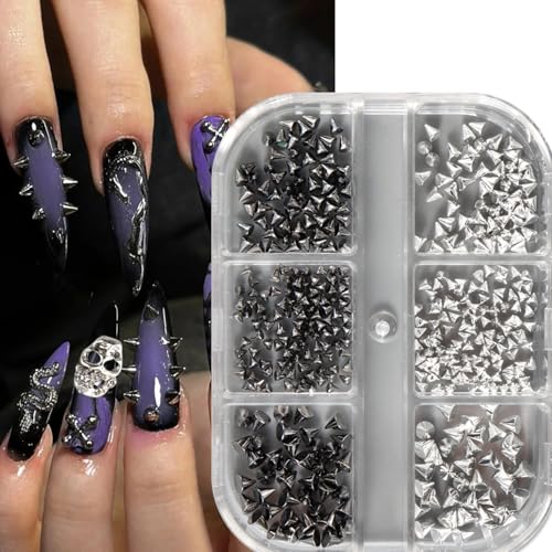Punk Bullet Rivet Nail Charms 3D Cone Metal Studs for DIY Nail Art
