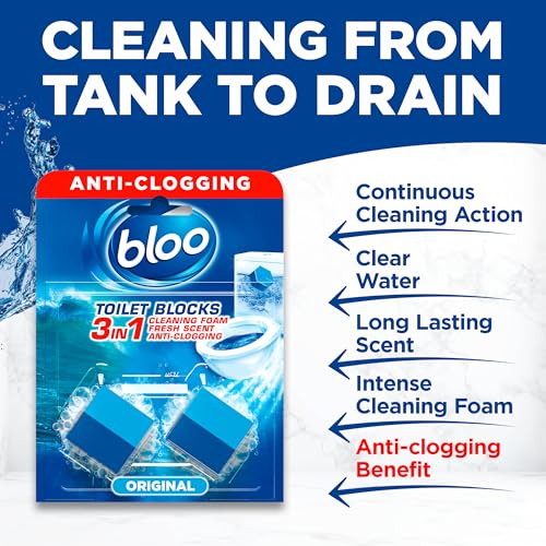 Bloo 2-in-1 In-Cistern Toilet Blocks, Original Blue, 2 Pack