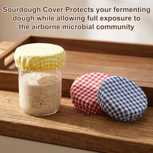 Dopenspi 6-Pack Sourdough Jar Cloth Covers Reusable Plaid Fermentation Lids