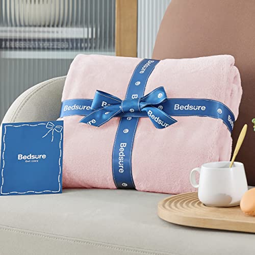 Bedsure GentleSoft Fleece Throw Blanket - Pink, 50x70 Inch Lightweight Plush
