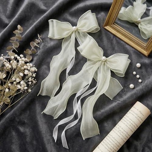 TAMHOO Creamy Ivory Lace Bow Curtain Tiebacks - 6 Pack, Pin-On Floral Ties