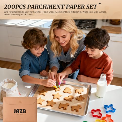 Jazb Pre-Cut Parchment Paper Sheets, 200 Pcs, 9x13 Inches - Non-Stick for Baking & Grilling