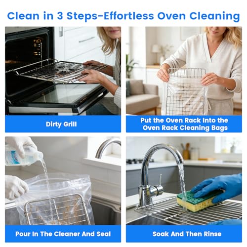 Heavy Duty Oven Rack Cleaning Bags - 6-Pack, Reusable & Leak-Resistant