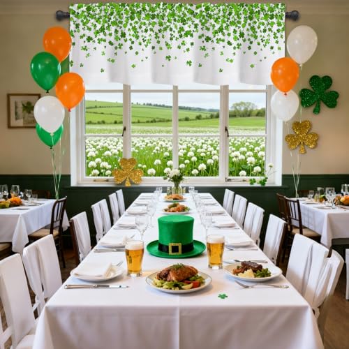 St. Patrick's Day Shamrock Window Valance, 54x18 Inch Polyester Curtain