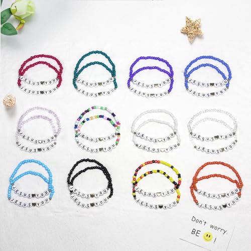 Jesus Loves You Bracelets - 24PCS Art of Prayer Christian Jewelry