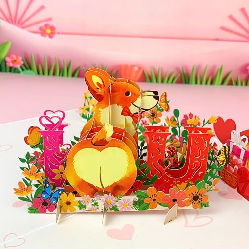Corgi Pop-Up Card - 3D Valentine's Day Greeting Card