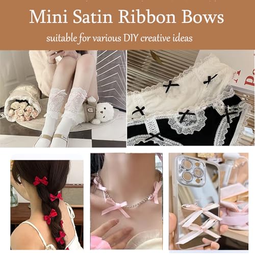 White Satin Ribbon Bows for Gift Wrapping and Crafts - 4x4cm, 50Pcs - Variation: White