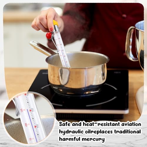 Photect 8-Inch Candy Thermometer with Adjustable Pot Clip - Yellow