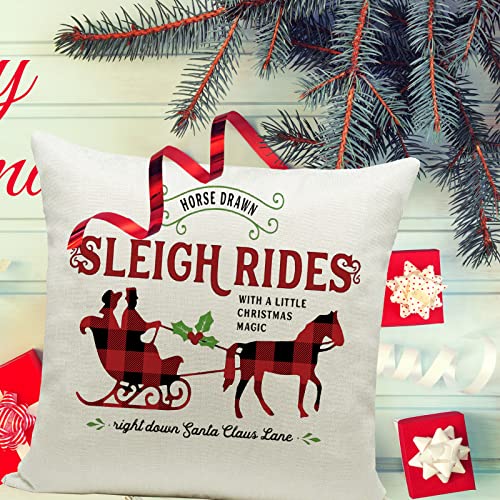 Hlonon Christmas Pillow Covers Set of 4 - 18x18 Inch Cotton Linen