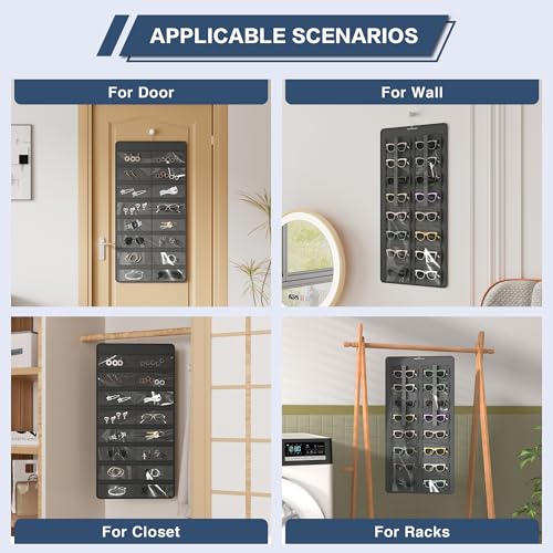 Dark Gray Hanging Sunglasses Organizer with 32 Slots