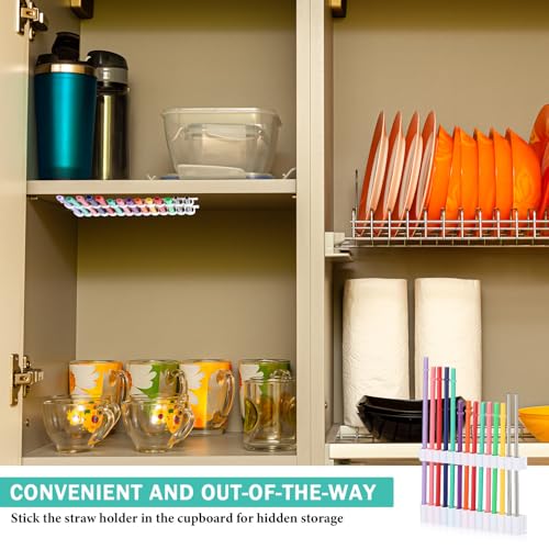 Baderke Reusable Straw Holder for Cabinets - White Classic Kitchen Organizer