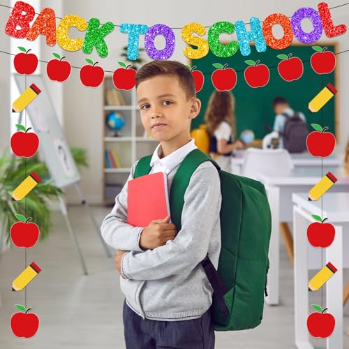 Back to School Decorations Banner with Apple Pencil Garland