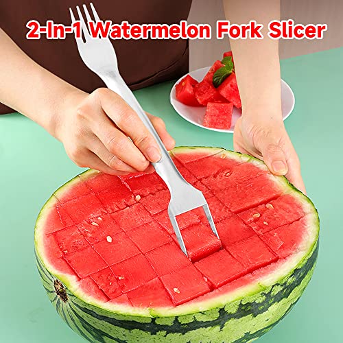 2-in-1 Stainless Steel Watermelon Cutter & Fork Tool