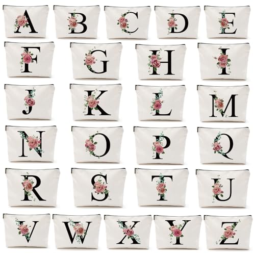 Comanro Personalized Monogram Letter Makeup Bag, Waterproof Travel Cosmetic Pouch