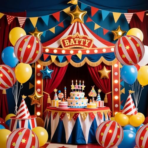 22-Inch Carnival Striped Foil Balloons, Red and Pink - 6 Pack