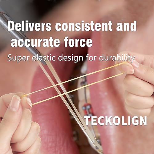 Teckolign Orthodontic Rubber Bands 500 Pack 1/4 Inch Medium 3.5 oz with Placer