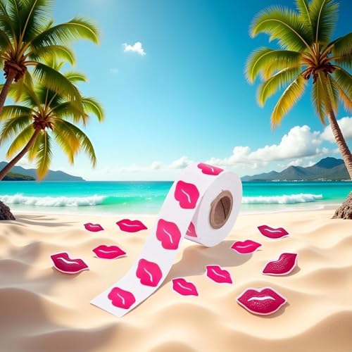 Pink Lip Print Tanning Stickers 500pcs Self-Adhesive Sun Tan Body Decals
