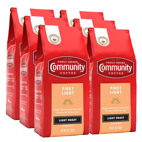 Community Coffee First Light Blend, Light Roast Ground Coffee, 12 oz (6 Pack)