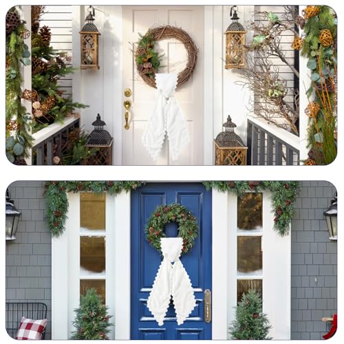 White Wreath Sash for Front Door - DIY Monogram Embroidery, 5'' x 54''
