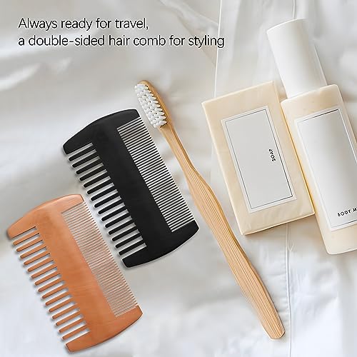 Kootinn Wooden Beard Comb Kit - Dual Action Pocket Grooming Comb 2 Pack