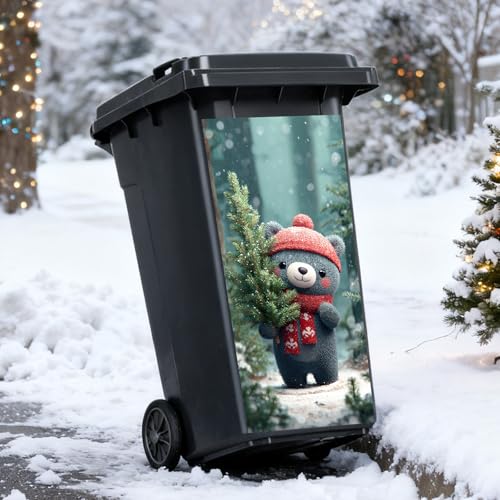 Nuxovilar Winter Bear PVC Garbage Pail Sticker - 14.57x32.28 in