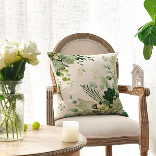 AVOIN colorlife Eucalyptus Succulents Throw Pillow Cover 18x18 Inch