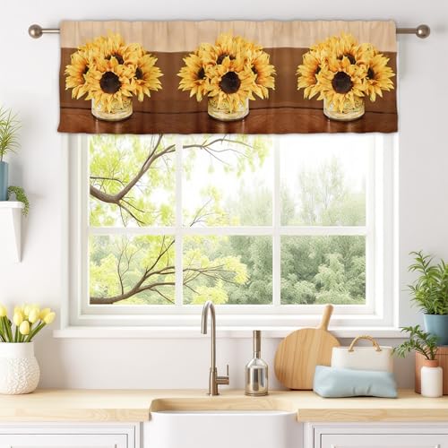 Vintage Floral Rod Pocket Valance Curtain 54x18in for Living Room