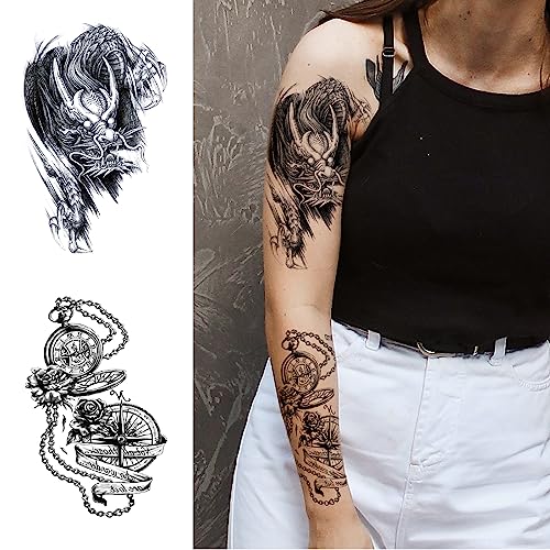 Briyhose Realistic Dragon Temporary Tattoos 8-Sheet Large 3D Fake Tattoo