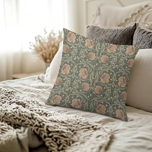 William Morris Vintage Floral Pillow Cover 18x18, Art Nouveau Style - Colour 10