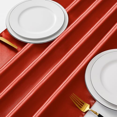 Manyshofu Rust Satin Table Runner 12x108 Inch 4 Pack