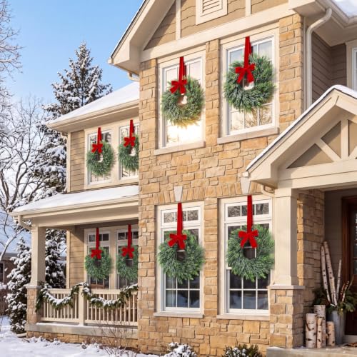 Mini Christmas Wreaths Set of 4 - 15 Inch Rustic Holiday Door Decor