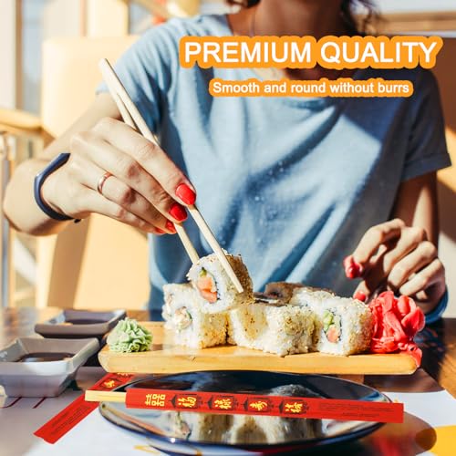 50 Pack of 9-Inch Disposable Bamboo Chopsticks with Purple Sleeves