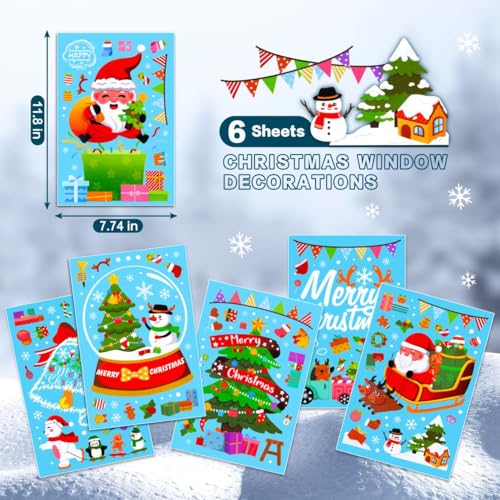 Christmas Window Clings - 159PCS Snowflake Stickers for Glass
