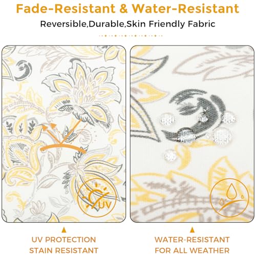 FUNHOME Outdoor Water Resistant Lumbar Pillow Covers 12x20, Set of 2 - Yellow Floral