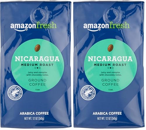 Amazon Fresh Nicaragua Ground Coffee, Medium Roast, 12 Oz (Pack of 2)
