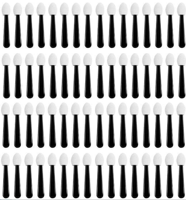 100 Pcs Black & White Eyeshadow Sponge Applicators - Dual Sided Sticks