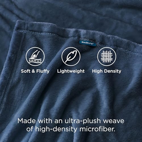 Bedsure XL GentleSoft Fleece Throw Blanket - 50x70 inches, Blue