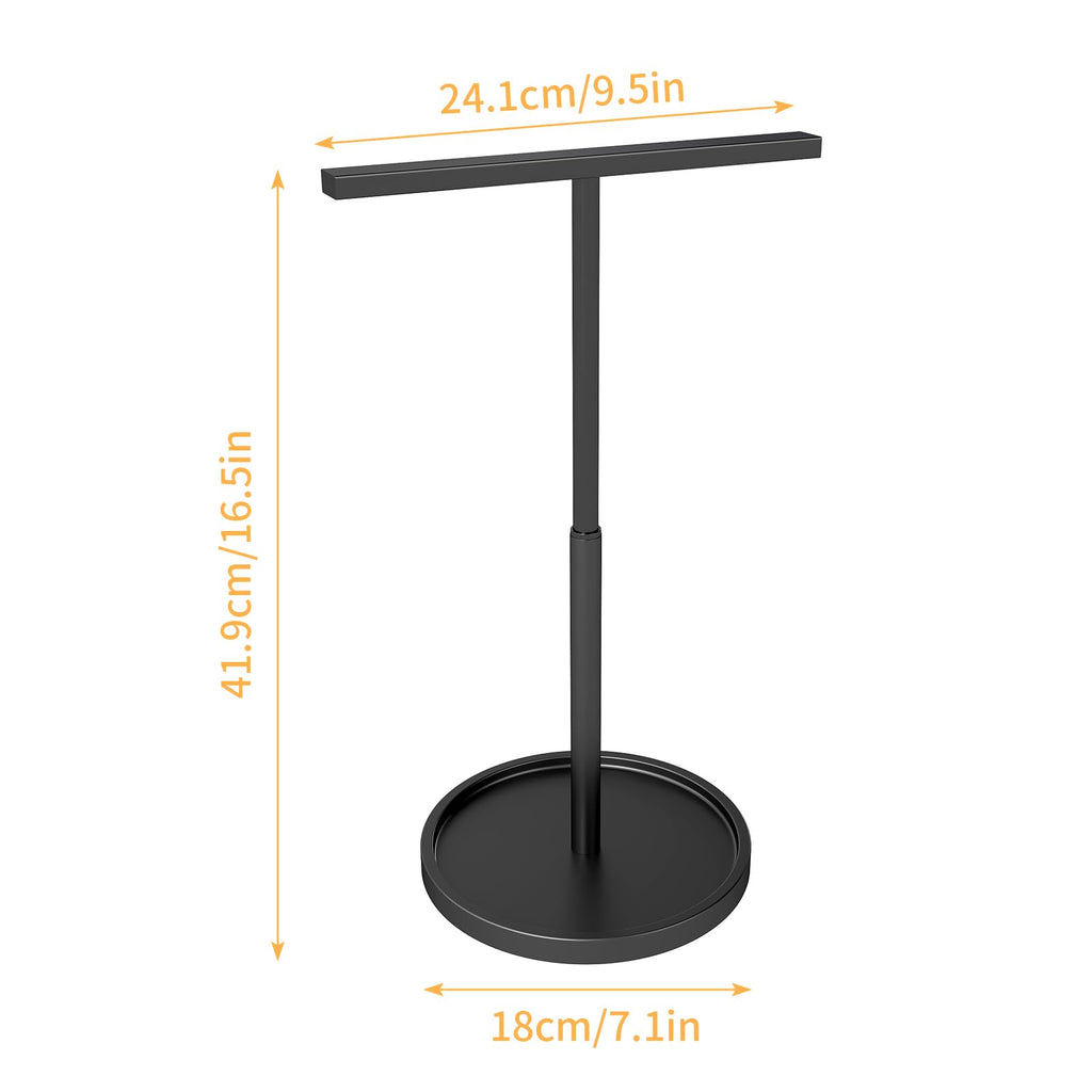 Hand Towel Stand, Hand Towel Holder for Bathroom Countertop Kitchen, 16.5IN Adjustable Retractable T-Shape Hand Towel Rack, Matte Black
