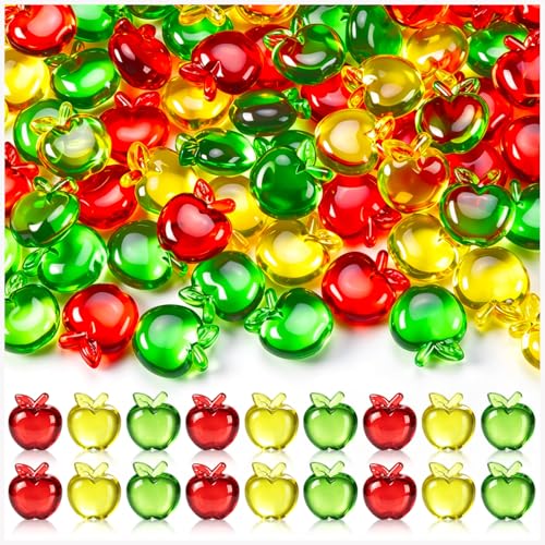 60pcs Acrylic Mini Apples - Colorful Back to School Decor