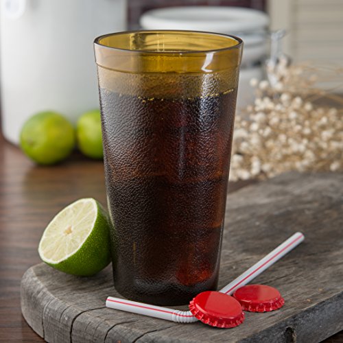 Carlisle Stackable Plastic Tumbler - 16 oz Amber, Pebbled Design