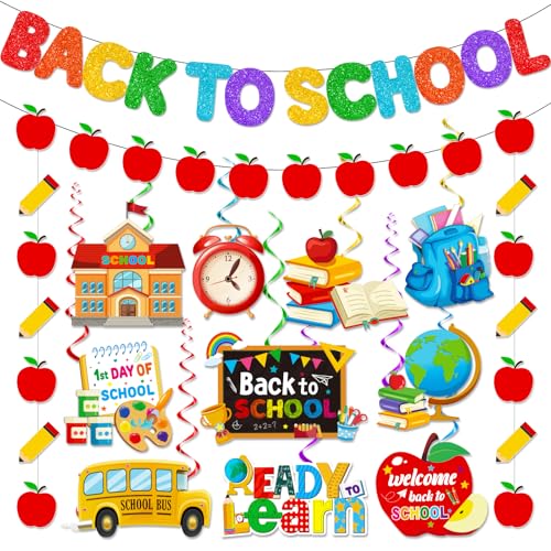 Back to School Decorations Banner with Apple Pencil Garland