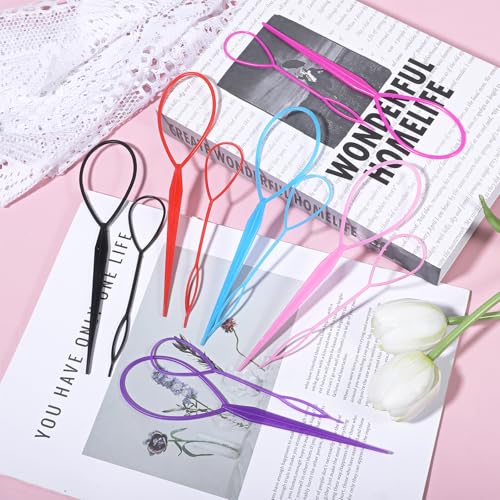 Bruislard 12 Pack Hair Loop Tool Set Ponytail Makers French Braid Tools