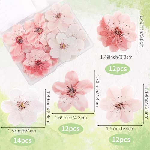 Atiloy Edible Cherry Blossoms Cupcake Toppers 50PCS Spring Cake Decorations